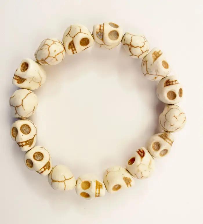 Bracelet d'halloween pour hommes, Couple polyvalent, crâne blanc, fait à la main, édition coréenne m