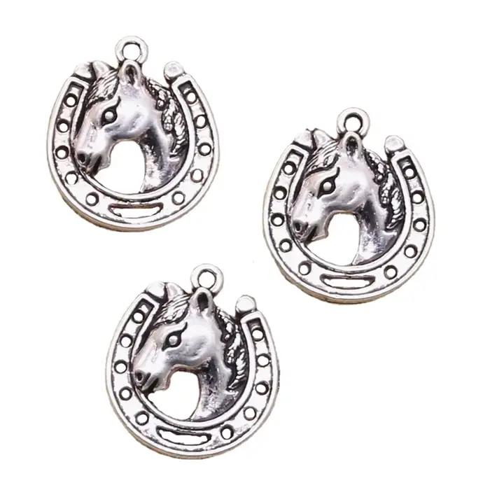 8 pièces breloques cheval Steed fer à cheval 21x19mm Antique faisant pendentif ajustement, couleur a