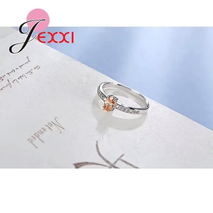Bague de promesse en argent Sterling 925 sertie de zirconium orange et jaune pour femmes et filles occasions spéciales anniversaires fiançailles mariage
