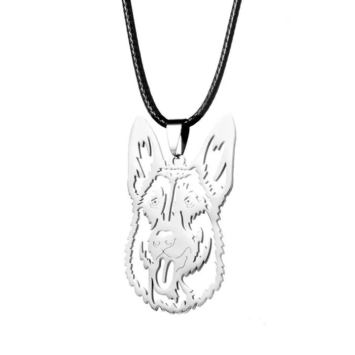 Collier tête de loup en acier inoxydable pour hommes et femmes, pendentif animal, bijoux punk, cadea