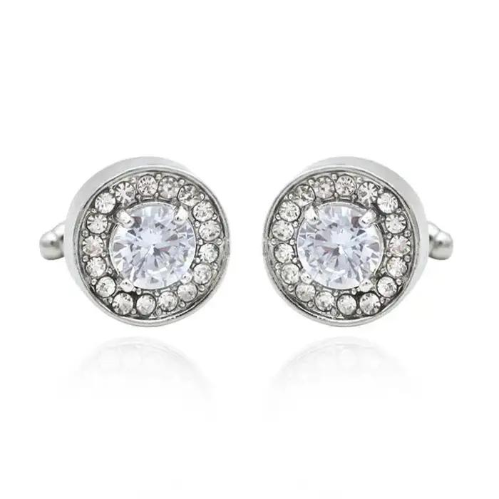 Boutons de Manchette Élégants Vysshiy Ronds Délicats en Cristal Violet Pour Hommes et Garçons Occasions Spéciales
