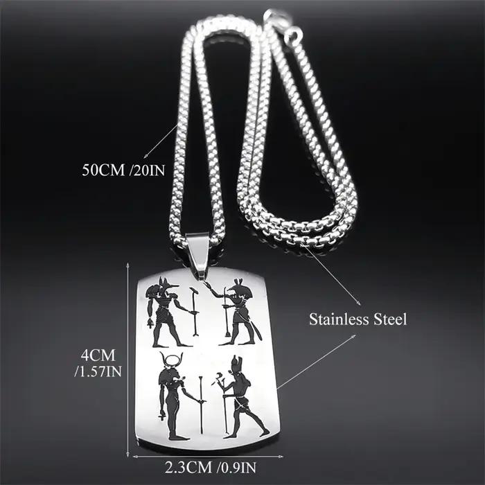 Collier de déesse Horus Anubis Bastet en acier inoxydable, bijou de style égyptien ancien pour homme et femme, cadeau idéal pour mariage, anniversaire et autres occasions spéciales