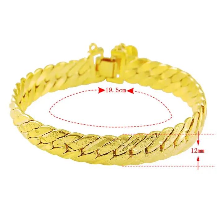 Bracelet en or 24 carats géométrique élégant pour homme et femme anniversaire cadeau romantique vintage tendance