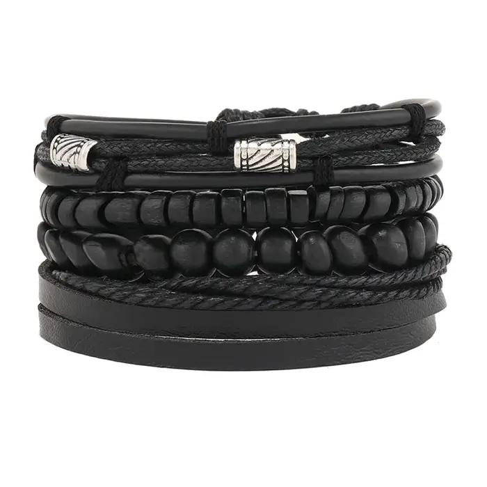 Bracelet en cuir perlé tissé à la main pour hommes style classique vintage à offrir pour anniversaires et occasions spéciales