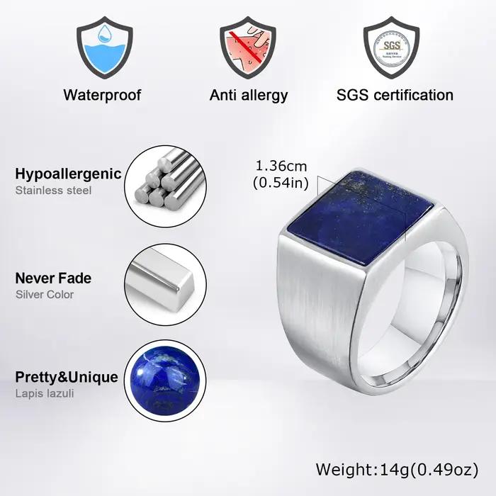 Bague en pierre naturelle bleue pour hommes et garçons