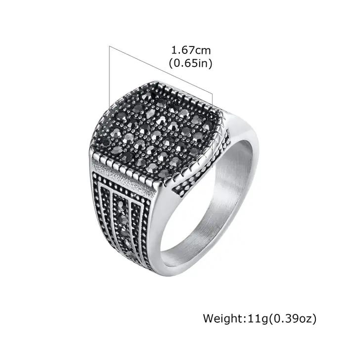 Bague de pouce en acier inoxydable sertie de zirconium blanc pour hommes et garçons style punk moderne à offrir pour occasions spéciales et quotidienne