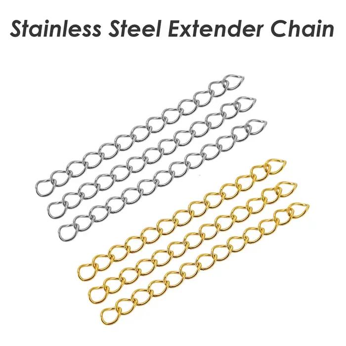 Rallonges de chaîne en acier inoxydable pour la fabrication de bijoux à offrir pour femmes occasions spéciales et vie quotidienne 100 pièces 5cm élégantes pour colliers et bracelets