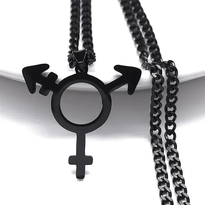 Collier pendentif triangle acier inoxydable bijou unisexe homme femme transgenre occasions spéciales gothique hip hop