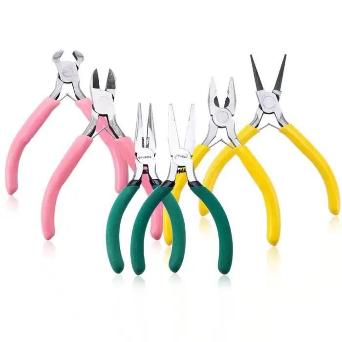 Outils de fabrication de bijoux avec pinces à bec effilé/pinces à bec rond/pinces à bec carré et coupe-fils pour la