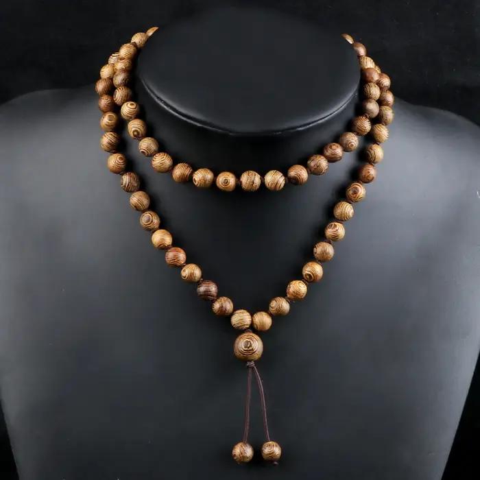 Collier de perles en bois 6/8mm fait à la main pour homme et femme pour mariage fiançailles fête yoga méditation occasions spéciales