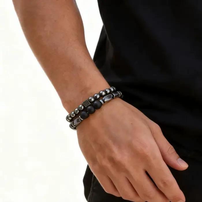 Ensemble de 2 bracelets tendance pour hommes