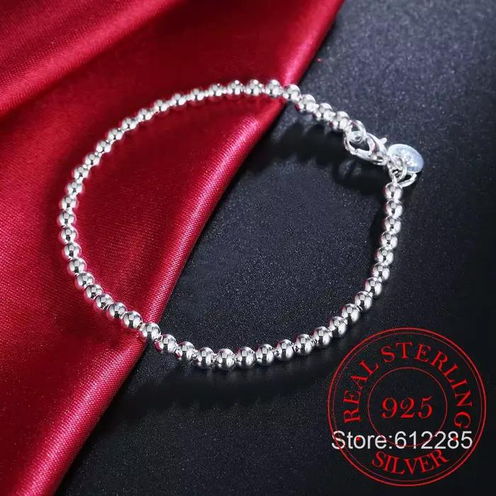 Bracelet en argent regardé 100% véritable pour adolescentes