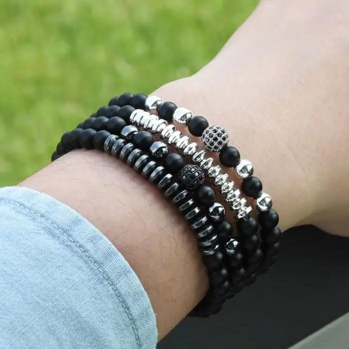 Bracelet enroulé en perles de pierre naturelle pour hommes et femmes, bijoux de Yoga, chaîne à main élastique