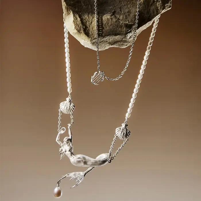Collier sirène de style vintage pour hommes et femmes