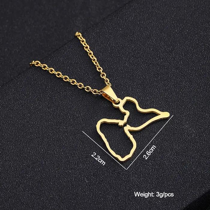 Collier pendentif en acier inoxydable pour hommes et femmes, carte de Guadeloupe de France, couleur