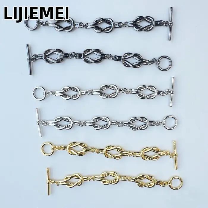 Collier de perles tressées en forme de chaîne avec fermoir OT ; Matériaux et accessoires en gros pour la fabrication de bijoux DIY pour femmes.