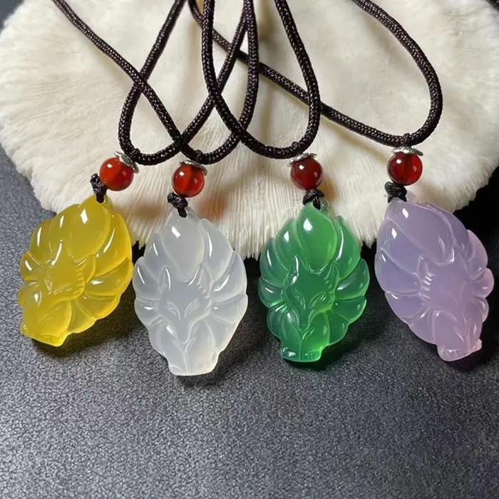 Collier pendentif renard sculpté à la main pour femme et homme