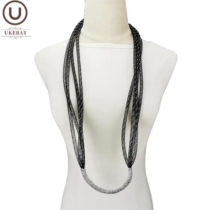 UKEBAY – colliers en maille, chaînes en alliage, pendentif fait à la main, corde en dentelle noire,