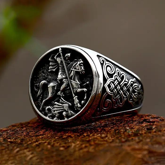 Bague gothique dragon acier inoxydable punk pour hommes et garçons styles vintage viking nordique occasions spéciales partys fêtes