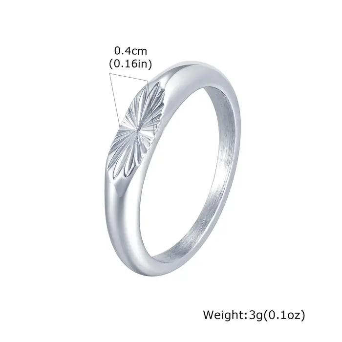 Bague en acier inoxydable Sunburst pour homme élégante et résistante occasion spéciale cadeau de mariage anniversaire soirée de gala tenue quotidienne