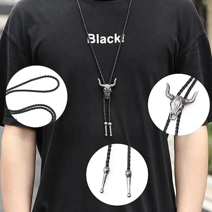 Collier vintage en cuir réglable avec pendentif animal de compagnie pour hommes style western occasions spéciales
