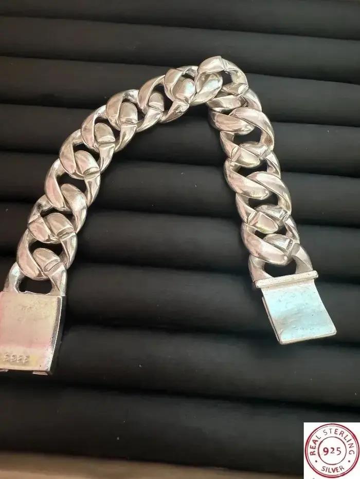 Bracelet large en argent pour homme
