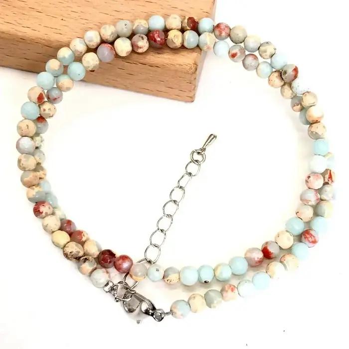 Collier de perles rondes en opale d'agate malachite naturelle de 4mm pour hommes et femmes