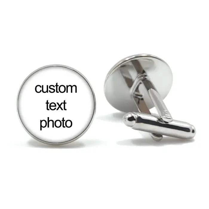Boutons de manchette personnalisés avec photo en verre pour homme, boutons de manchette pour chemise, cadeaux de mariage, boutons de manchette en or jaune clair, boutons de manchette pour occasions spéciales