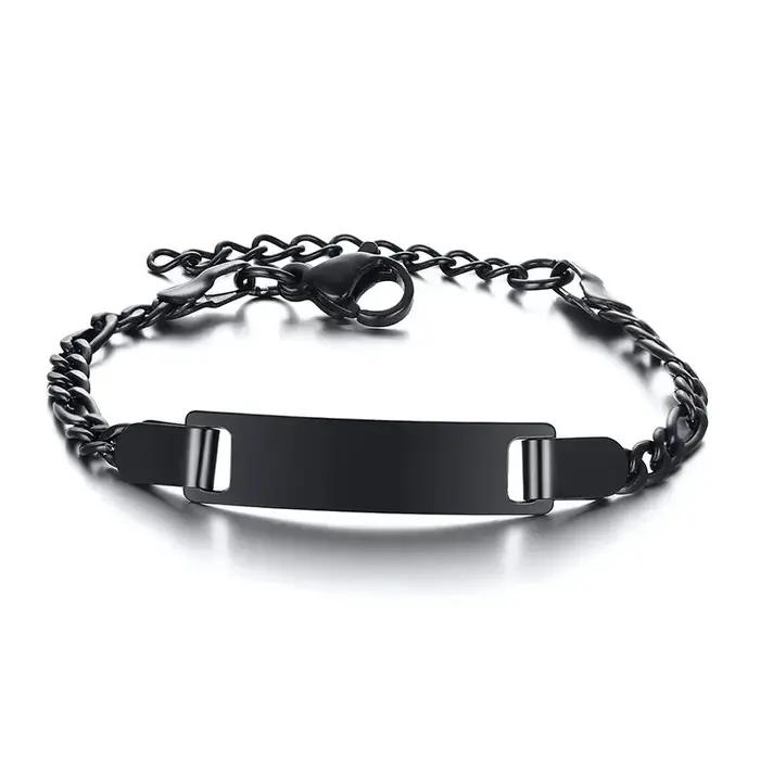 Bracelet à maillons en acier inoxydable plaqué or avec nom et texte personnalisés, bijoux personnali