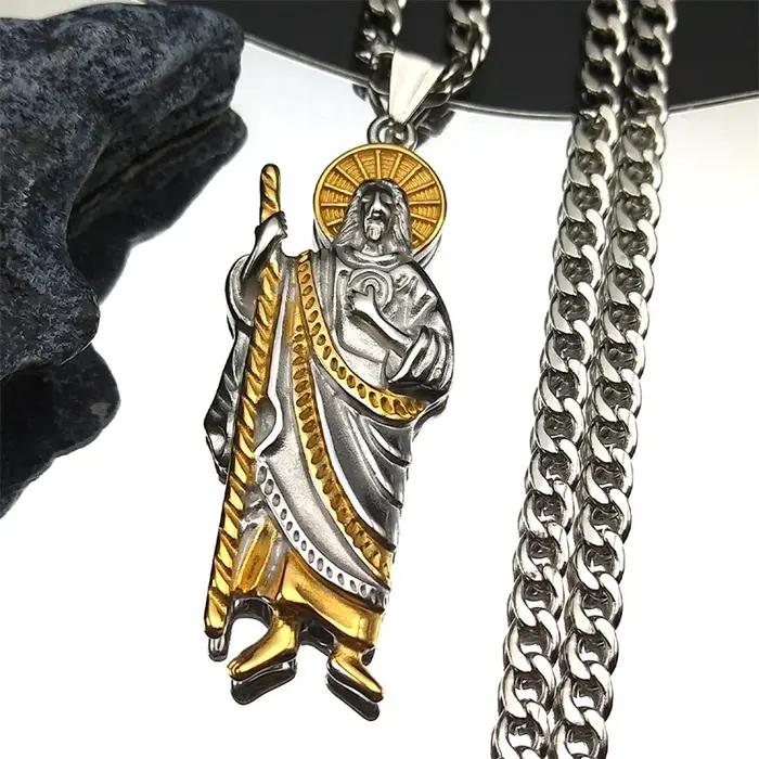 San Judas Tadeo pendentif collier pour hommes femmes acier inoxydable or argent couleur Saint Jude T