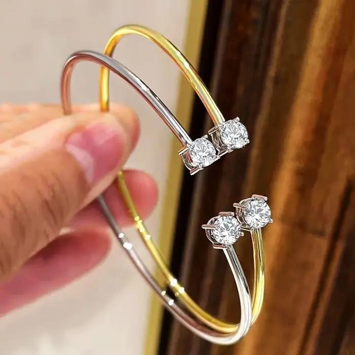 BXINY – bracelets Moissanite 2 pierres 5mm