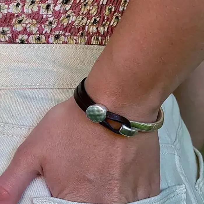 Bracelet rond en cuir PU pour hommes et femmes