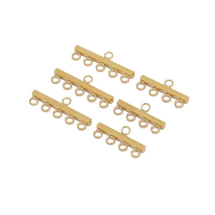 10 pièces en acier inoxydable couleur or Multi brin colliers Bracelets fermoirs pendentifs connecteurs 4 cerceaux boucles d'oreilles à breloques résultats