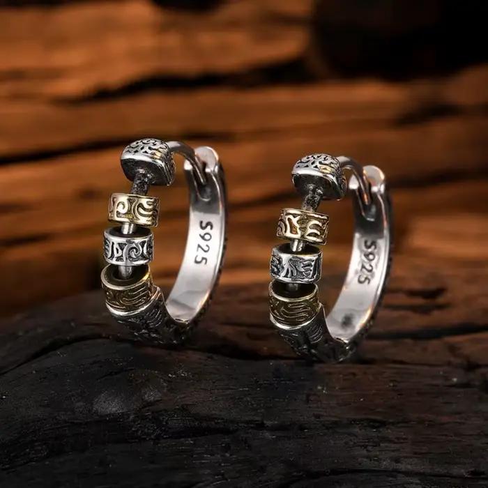 Boucles d'oreilles créoles en argent thaïlandais au Design créatif pour femmes et hommes, Huggies épais en métal, bijoux de fête hip hop, cadeaux