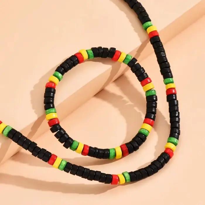 Ensemble de bijoux en perles de bois pour hommes