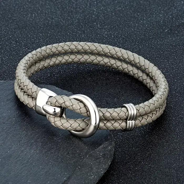Bracelet en cuir tressé fait à la main pour hommes
