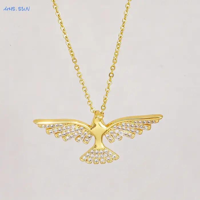 SUNSLL – collier avec pendentif oiseau de l'Esprit Saint plaqué or pour femmes et hommes