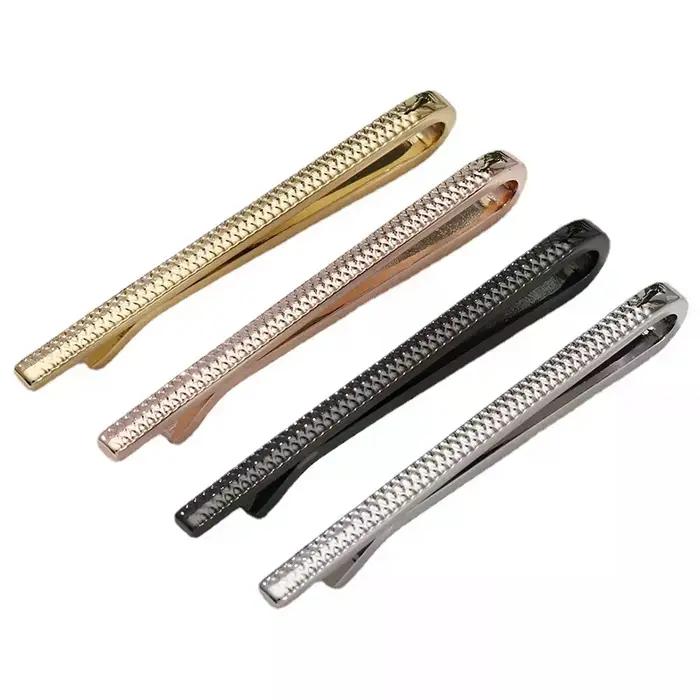 Pince à cravate en métal de luxe léger avec cristaux pour homme, accessoire de mariage et bijou