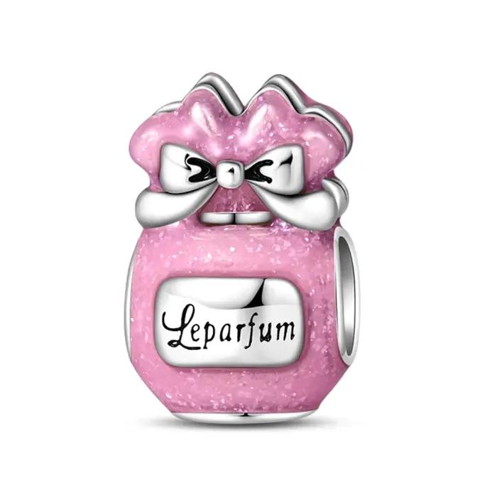 Breloques de luxe en argent sterling 925 en forme de flacon de parfum Princesse Française, compatibl
