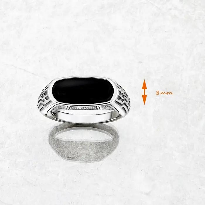 Bague signet en onyx en argent sterling 925 pour femmes romantique bijou occasion spéciale vendange elegant