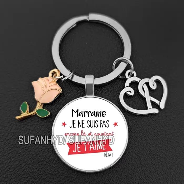 Porte-clés en verre plaqué argent pour la Fête des Pères style moderne coeur dessin animé unisexe occasions spéciales