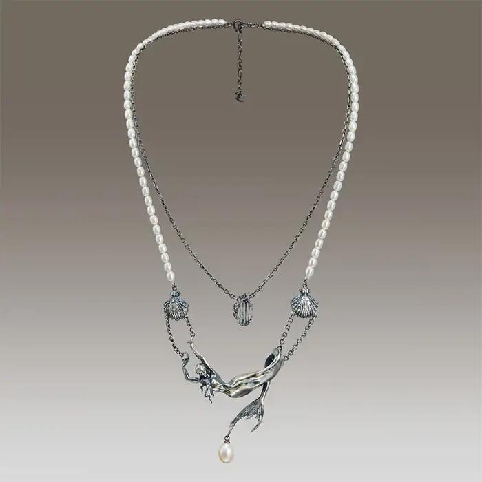 Collier sirène de style vintage pour hommes et femmes