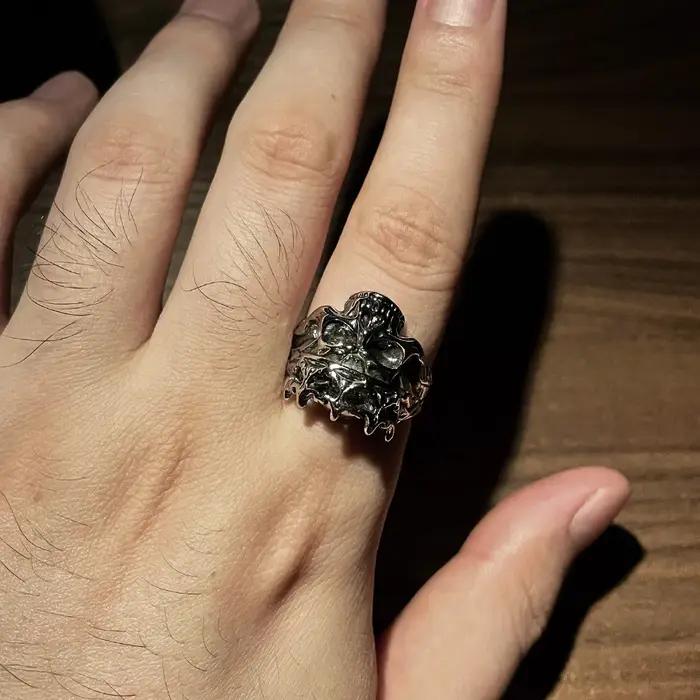 Bague rétro couronne crâne pour hommes