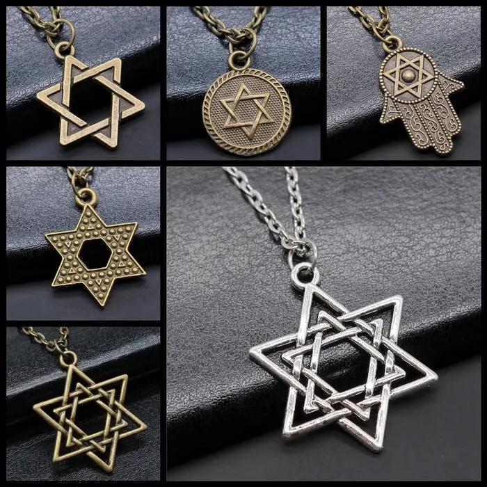 Collier étoile de David en alliage de zinc pour femmes style rétro modernité occasions festives