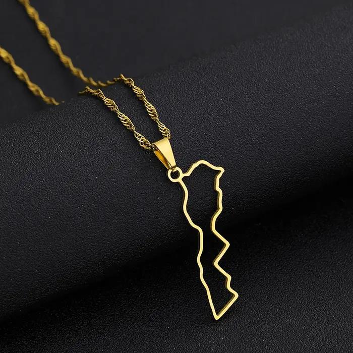 Collier pendentif carte ville du marocain africain en acier inoxydable pour hommes et femmes