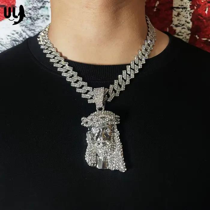 ULJ hommes Hip Hop rappeur populaire collier cléopâtre religieux jésus Portrait pendentif pour femmes chaîne cubaine bijoux