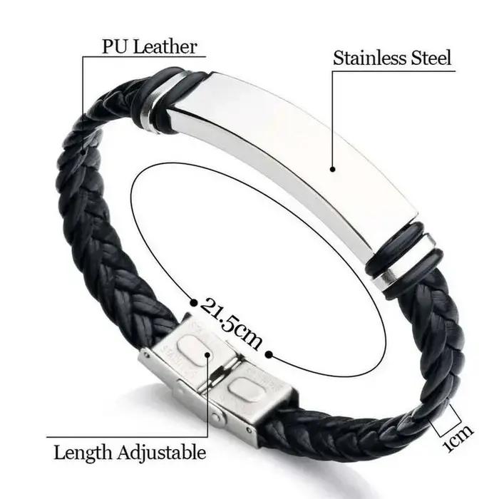 Bracelet en cuir gravé personnalisé pour homme
