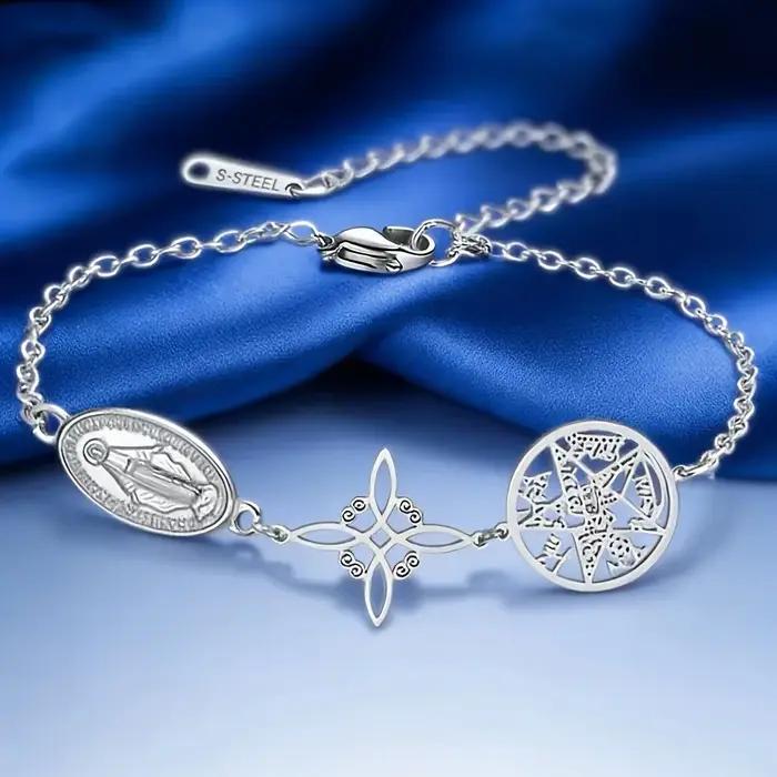 Bracelet Triple Protection en Acier Inoxydable Argenté