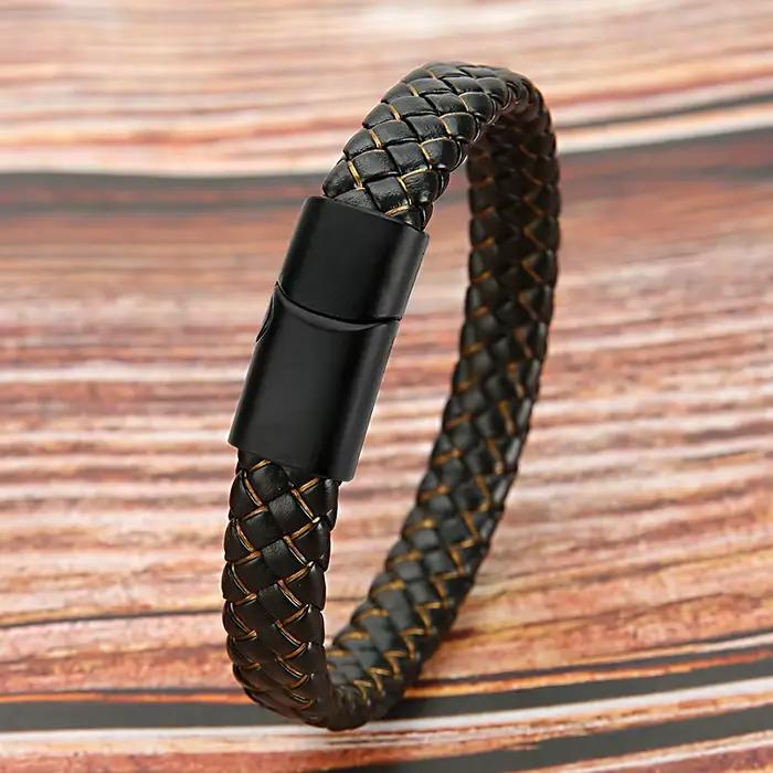 Mibrow – Bracelet en cuir tressé Vintage pour hommes et femmes, fermoirs magnétiques en métal, brelo