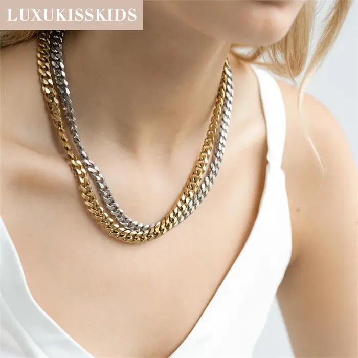 Luxkisskids – Collier Long en acier inoxydable pour homme et femme